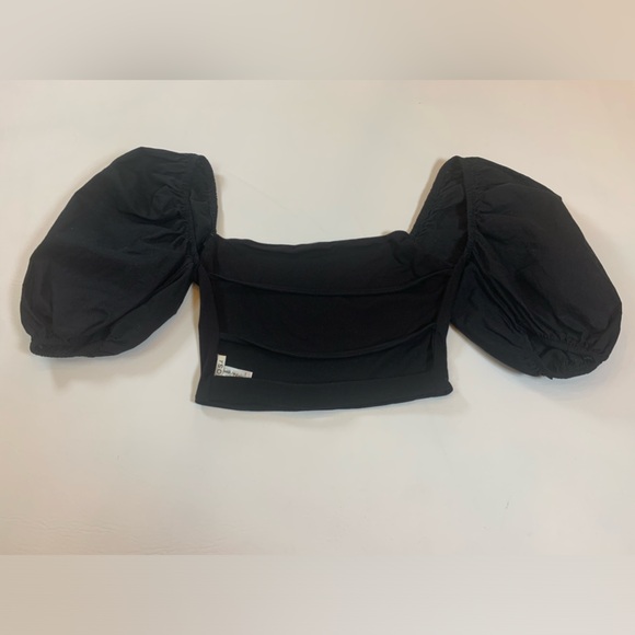 Mimosa black puffed sleeves shredded back top size women’s small (i) - Picture 5 of 9